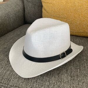 Stylish White Fedora paper Hat with Black Band